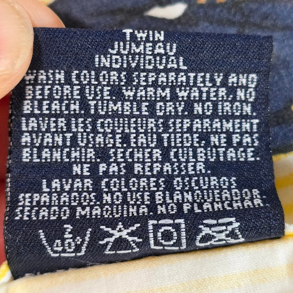 VTG Ralph Lauren Polo Bear Twin Sheet Set Yellow Pinstripe 100% Cotton USA
